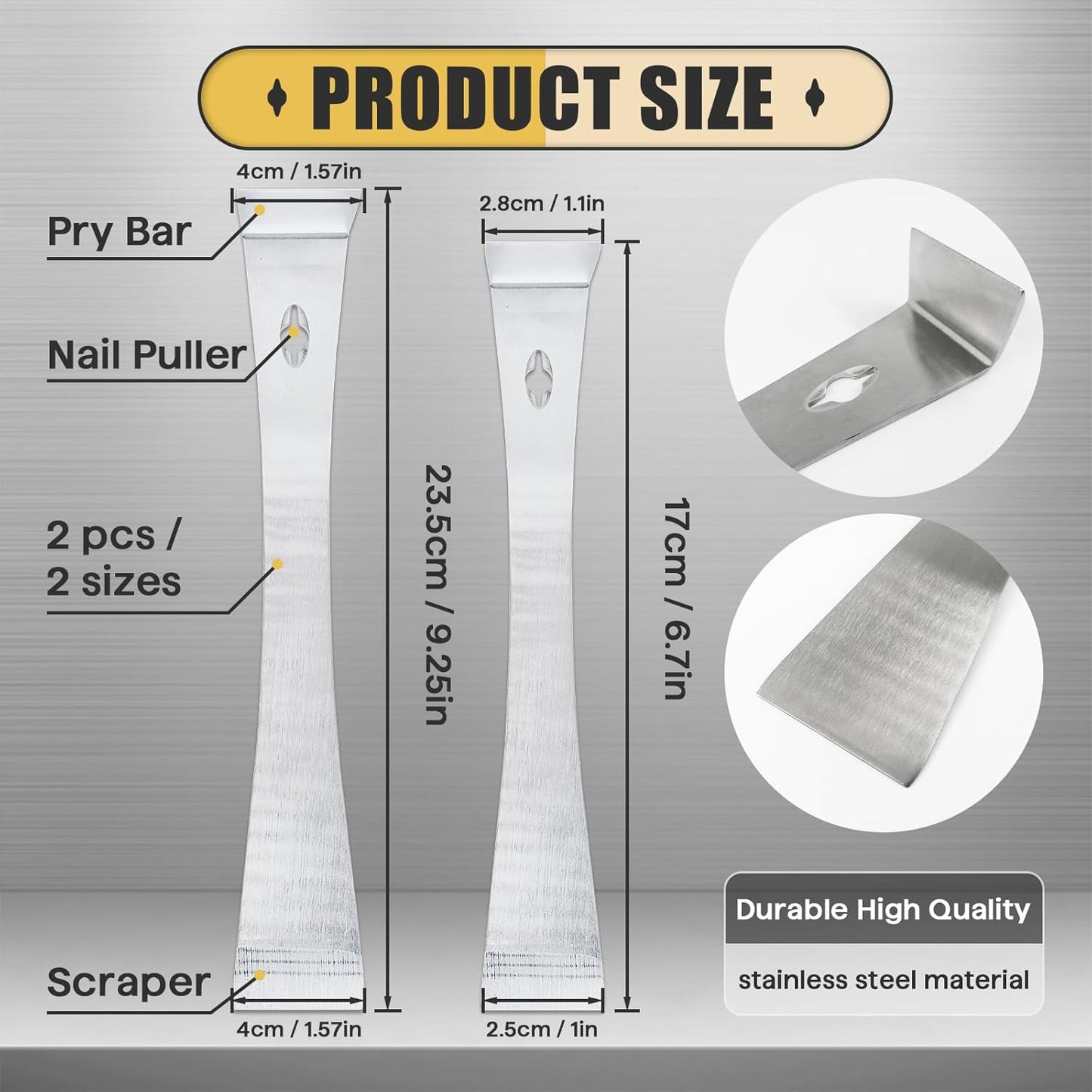 2 Pcs Woodworker'S Multi Prybar Tool Set